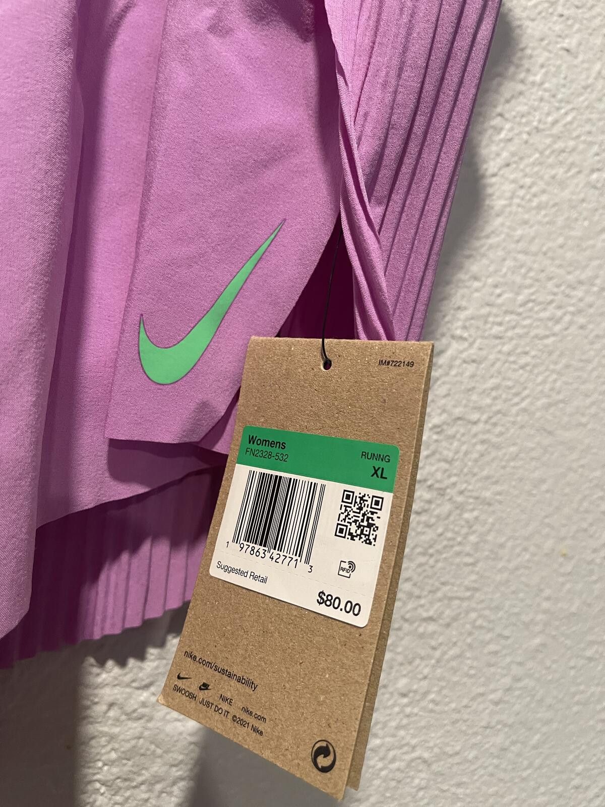 Nike Nike Women's Running Shorts XL Purple with Green Swoosh Size 40" / US 18 - 3 Thumbnail