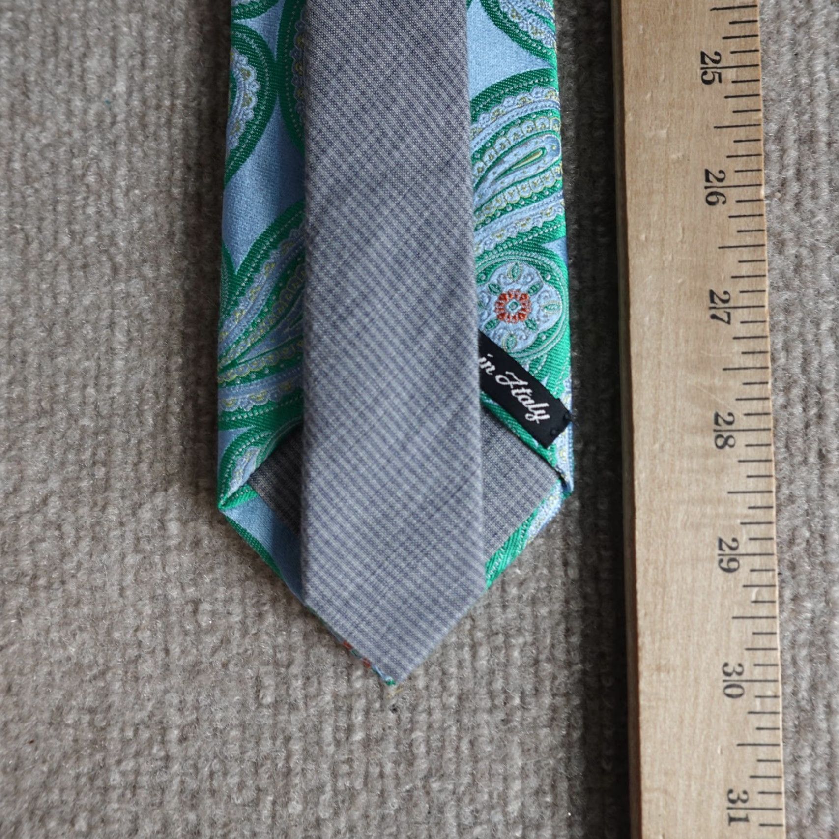 Vintage Samuelsohn Tie Blue Green Paisley Silk Jacquard Made in Italy Size ONE SIZE - 4 Thumbnail