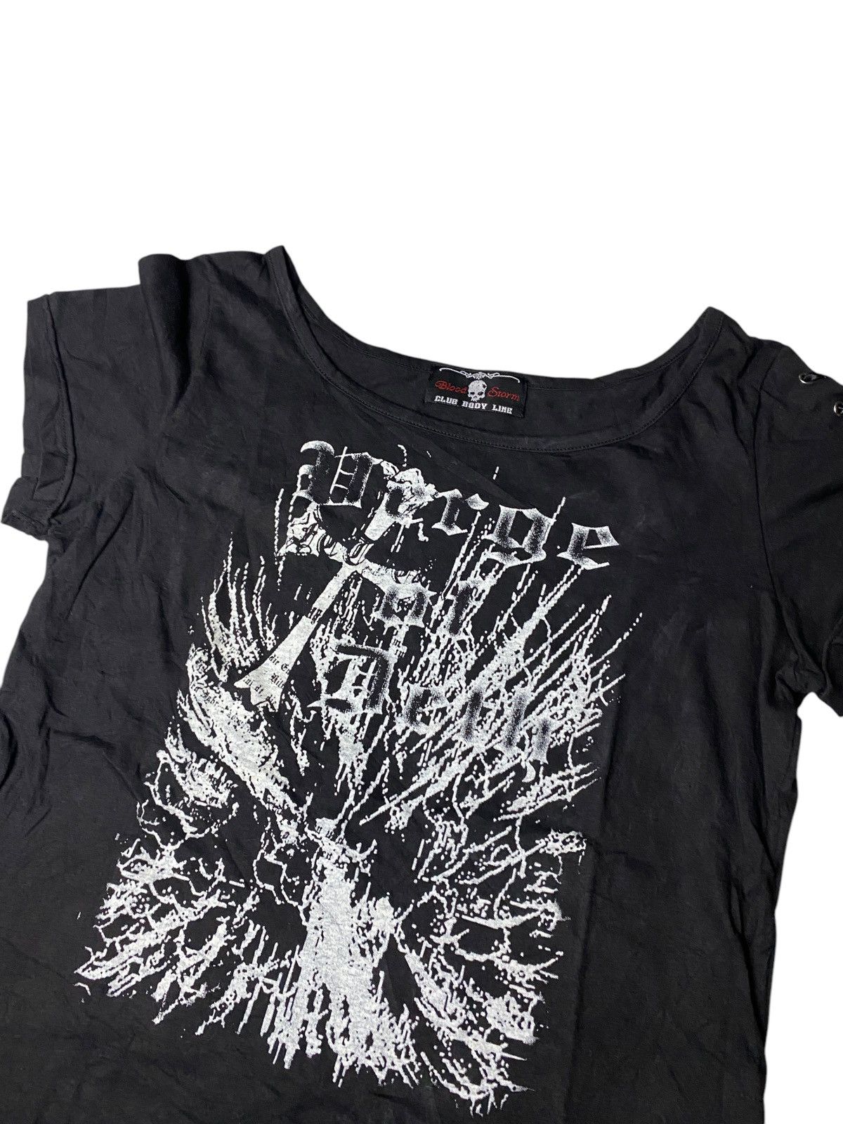 Hysteric Glamour 2000's Blood Storm Vkei Laced Up Cross Tshirt Size US S / EU 44-46 / 1 - 2 Thumbnail