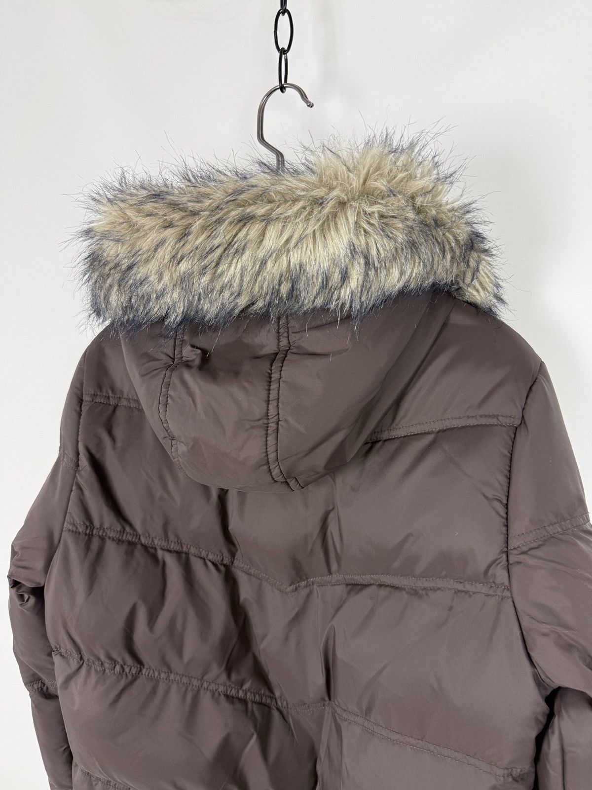 Vintage Y2K Vintage Denimco Faux Fur Brown Cropped Puffer Jacket Size L / US 10 / IT 46 - 9 Thumbnail