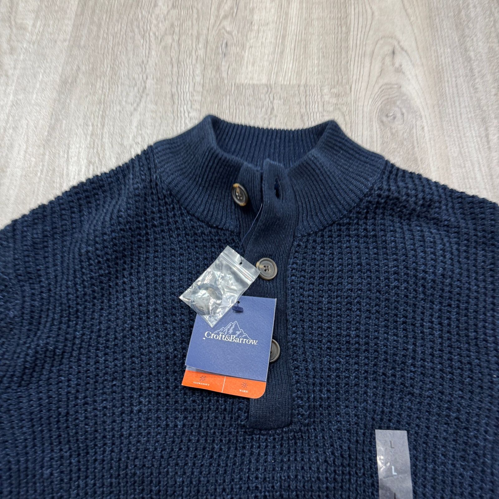 Croft & Barrow NEW Croft & Barrow Sweater Men's Large Blue Henley Pullover Size US L / EU 52-54 / 3 - 3 Thumbnail