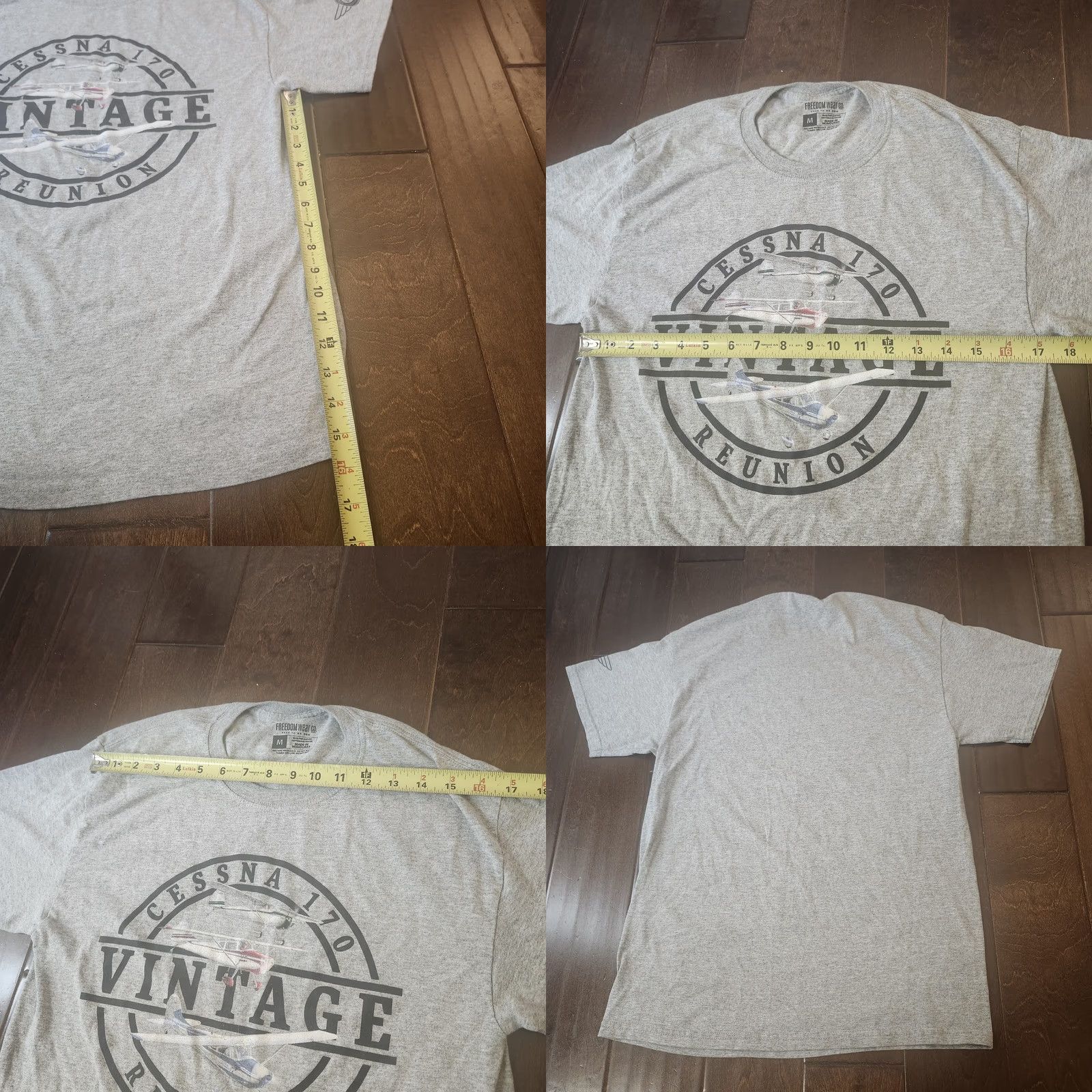 Vintage Cessna 170 Graphic Print T Shirt Vintage Reunion Mens Medium Gray Crew Neck Short Sleeve Cotton Polyester Bre breathable USA Freedom Wear Size US M / EU 48-50 / 2 - 8 Thumbnail