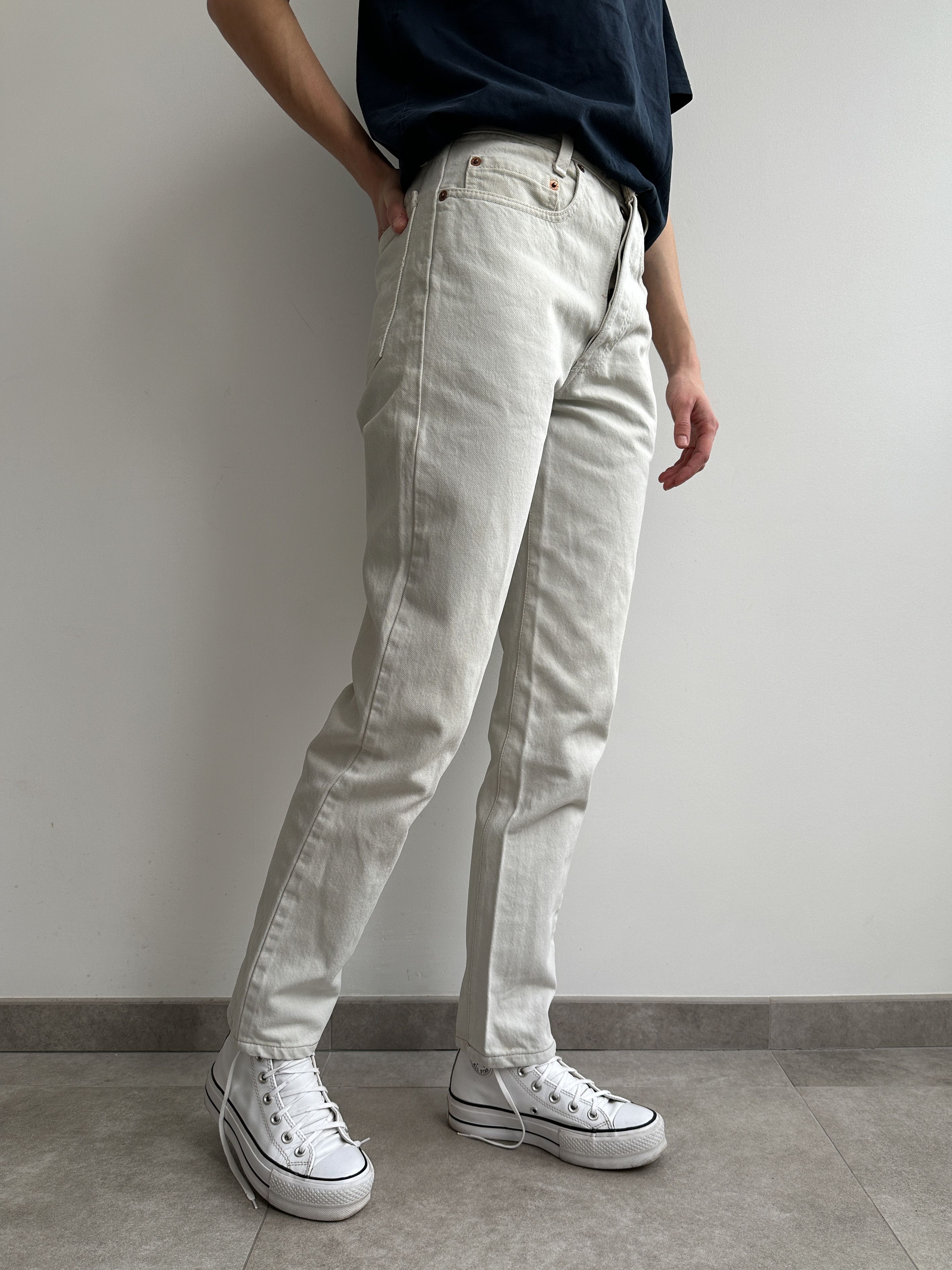 Levi's Vintage Levi's Cream Denim Pants Jeans Size 27" / US 4 / IT 40 - 4 Thumbnail
