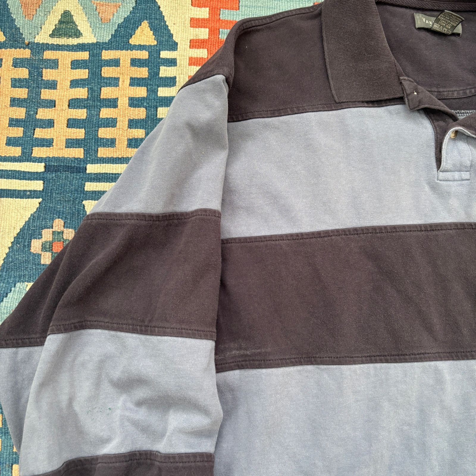 Van Heusen × Vintage Y2K Vintage Striped Blue Rugby Polo Long Sleeve Shirt XL Size US XL / EU 56 / 4 - 3 Thumbnail