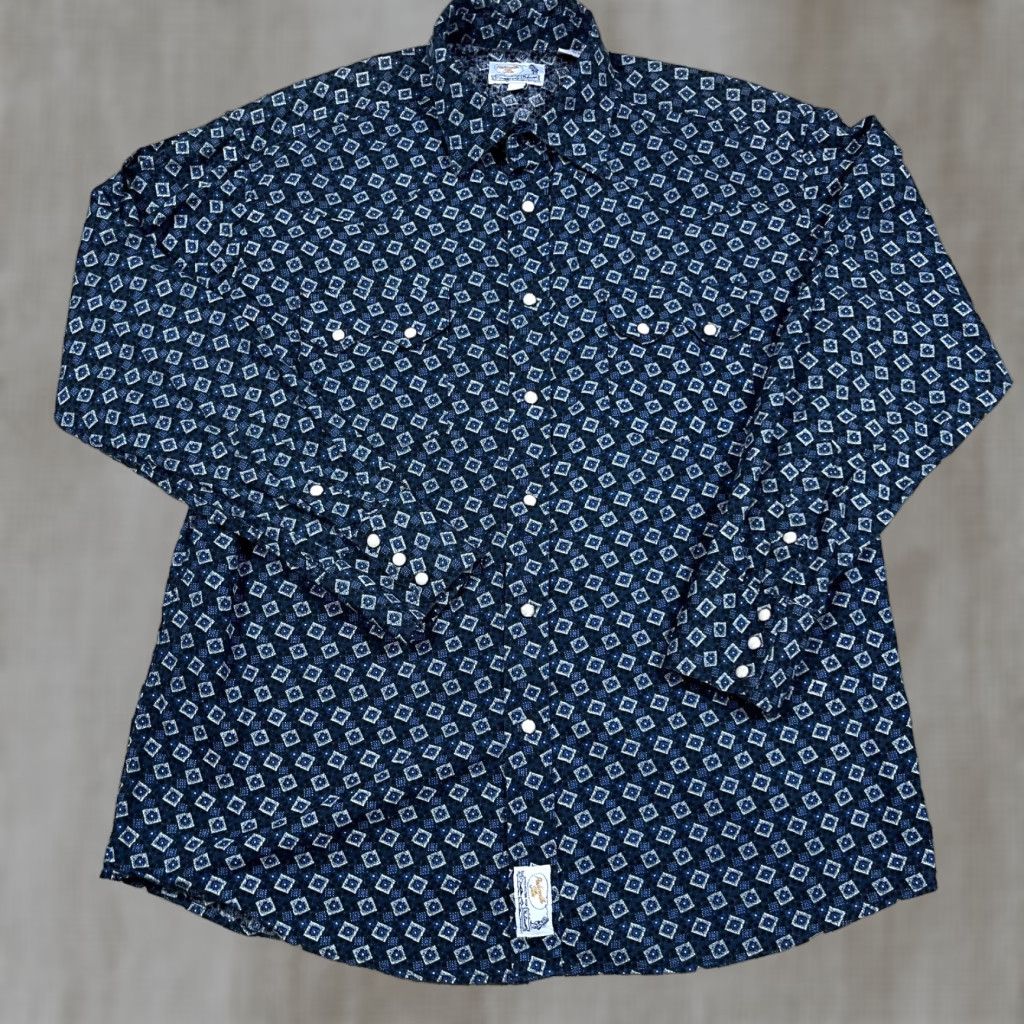 Vintage VINTAGE Panhandle Slim Shirt Men L Blue Pearl Snap Retro Western Cowboy Geometric Size US L / EU 52-54 / 3 - 1 Thumbnail