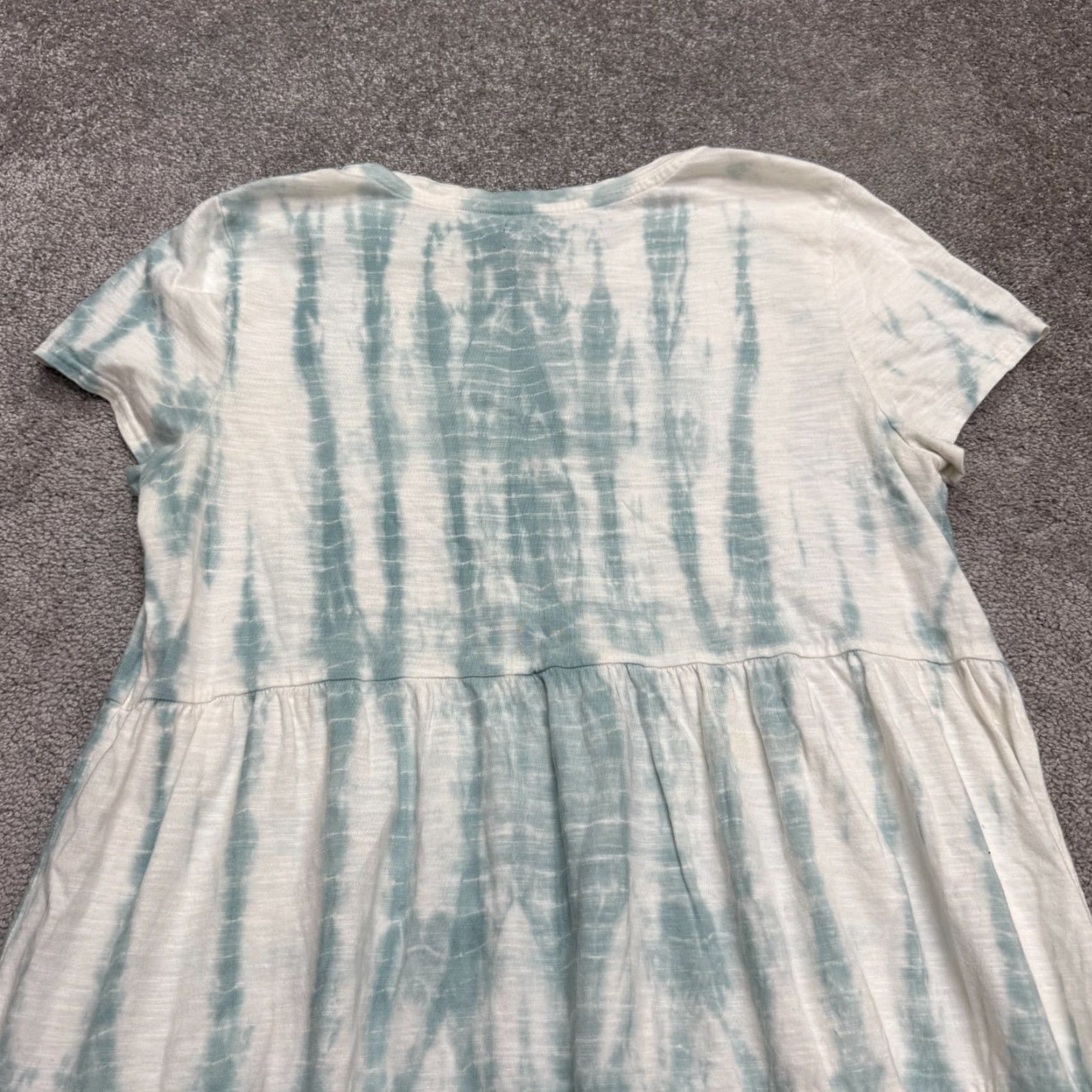 Gap VINTAGE Gap Short Sleeve Tiered Midi Dress Womens XL Mint Green White Tie-Dye Casual Size 40" / US 18 - 3 Thumbnail