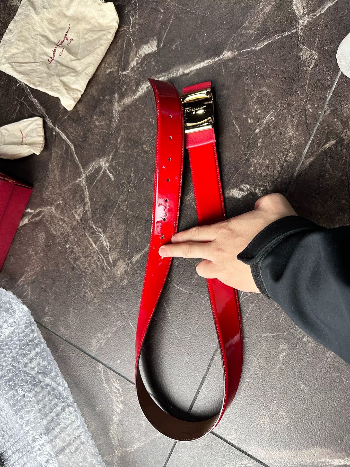 Salvatore Ferragamo Ferragamo Red Patent Leather Belt Size ONE SIZE - 1 Thumbnail