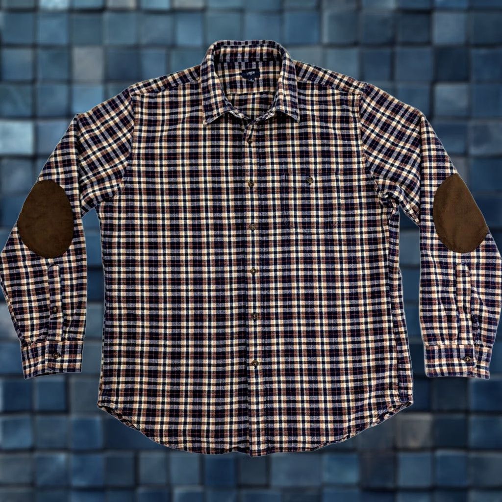 J.Crew VINTAGE J.CREW Rugged Flannel Shirt Men XL Elbow Patch Brown Red Cotton Size US XL / EU 56 / 4 - 1 Thumbnail