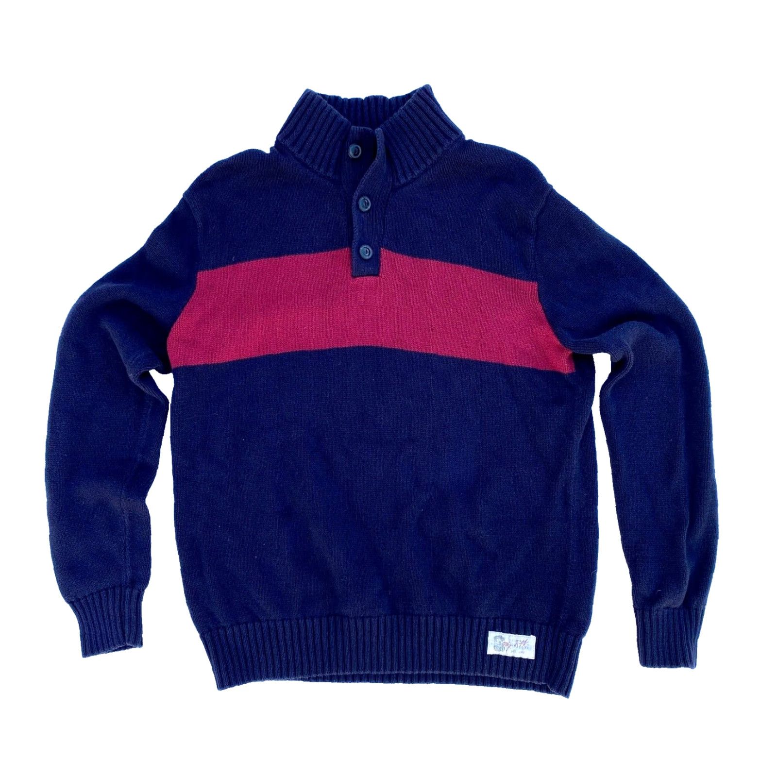 Polo Ralph Lauren Polo Jeans Ralph Lauren Men's Vintage Mock Neck Sweater Knit 90s Size M Navy Cotton Pullover Size US M / EU 48-50 / 2 - 2 Thumbnail
