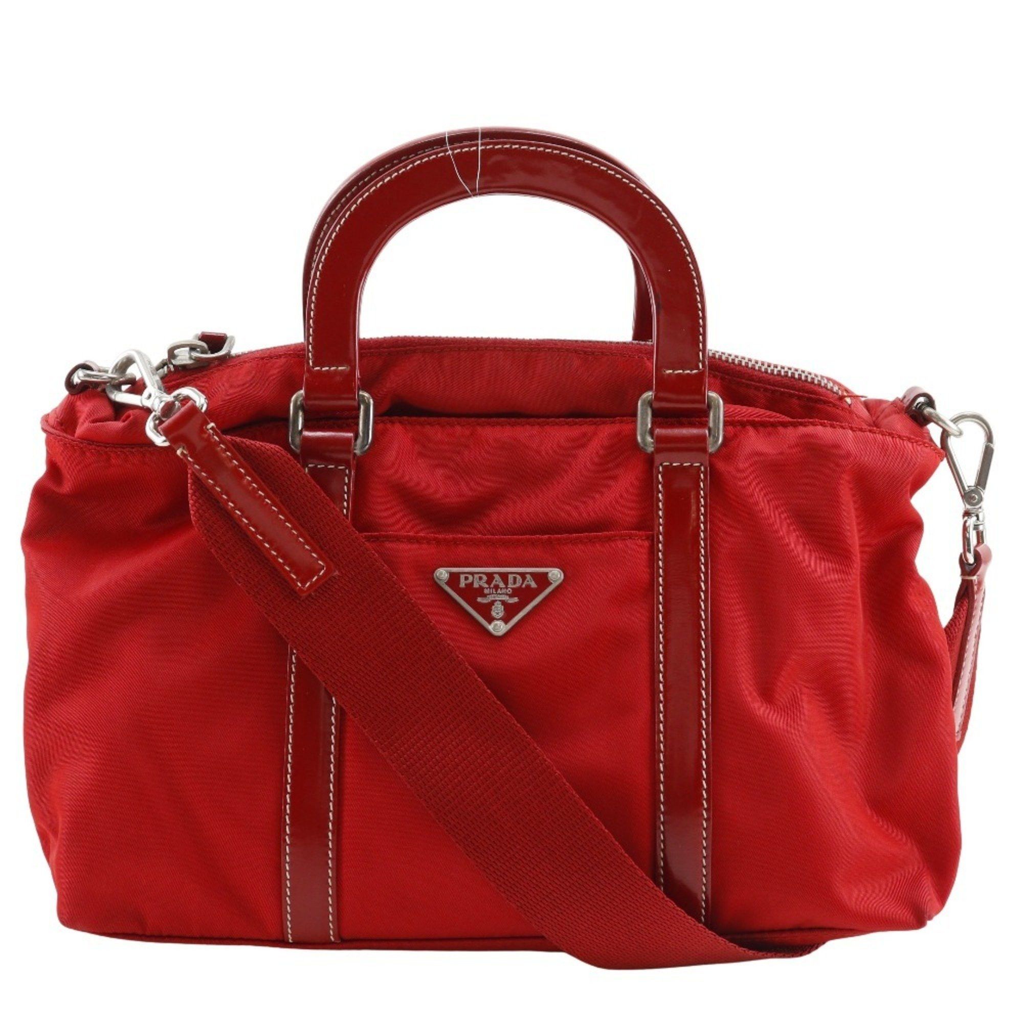 Prada Prada A5 Shoulder Handbag, Nylon, Red, 2-Way, Women's Size ONE SIZE - 1 Thumbnail