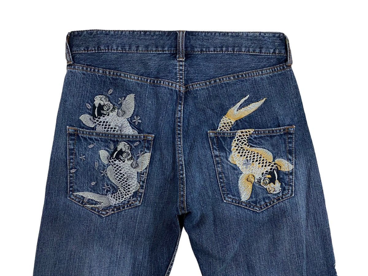 Japanese Brand Vintage Koi Pond Embroidery Denim Japan Size US 32 / EU 48 - 9 Thumbnail
