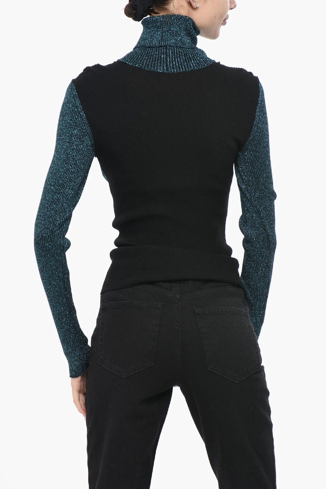 Off-White og1mm0426 Lurex Turtleneck Sweater in Light Blue Size S / US 4 / IT 40 - 2 Thumbnail