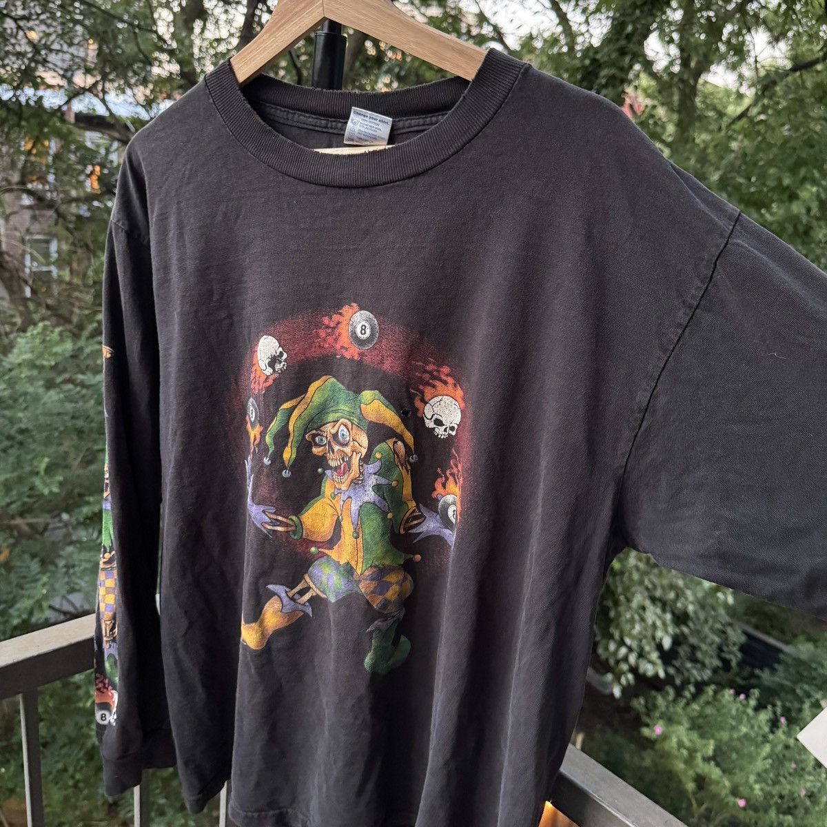 Vintage Thrashed Faded Distressed Joker Biker Longsleeve ERD Grunge Size US L / EU 52-54 / 3 - 3 Thumbnail