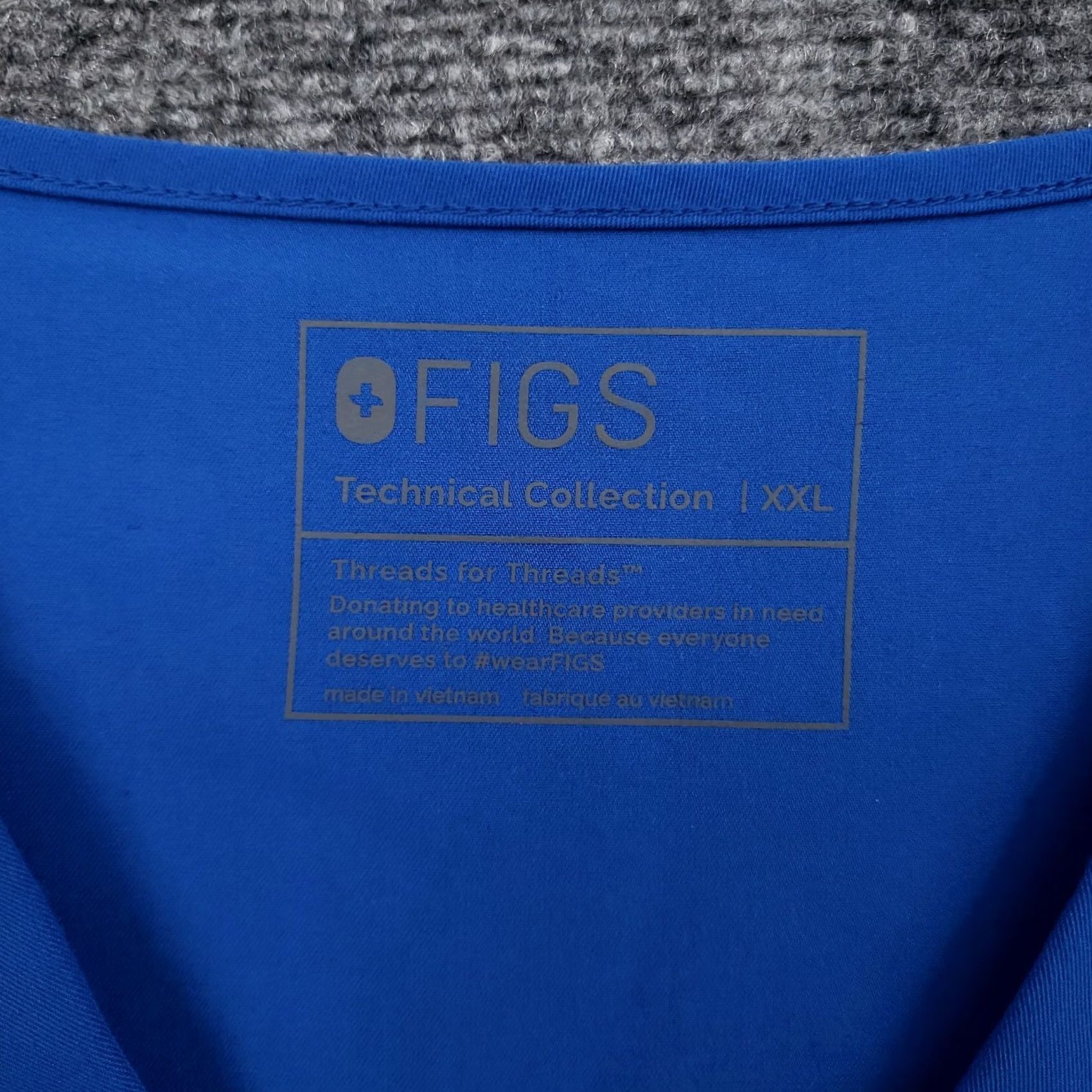 Vintage Figs Women 2XL XXL Blue Short Sleeve V Neck Stretch Scrub Top Size XXL / US 16-18 / IT 52-54 - 7 Thumbnail