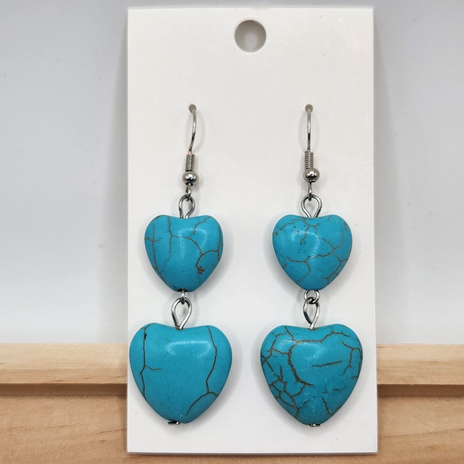 Other Double Turquoise Mosaic Heart Tiered Dangle Earrings Size ONE SIZE - 3 Thumbnail