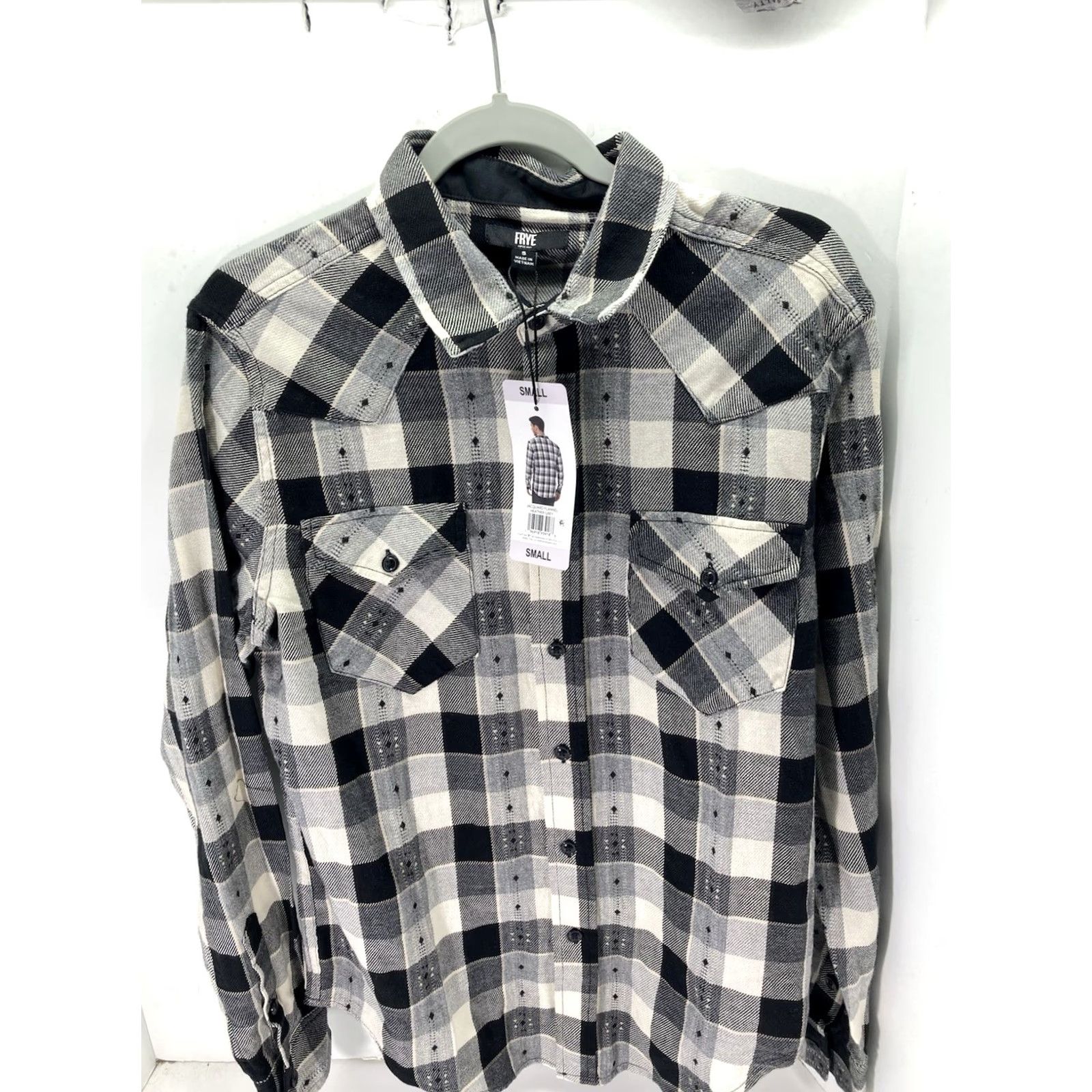 Frye Frye Jacquard Flannel Shirt Men Size S Black Plaid Long Sleeve Button-Up NWT Size US S / EU 44-46 / 1 - 2 Thumbnail