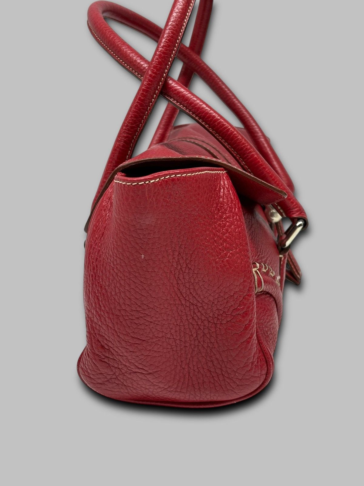Burberry Burberry London Hot Red Leather Shoulder Bag Nova Check Size ONE SIZE - 7 Thumbnail