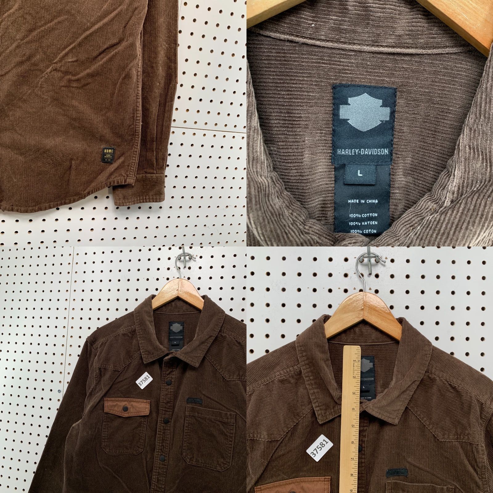 Harley Davidson VINTAGE Harley-Davidson Brown Corduroy Button-Up Shirt Men Large Padded Long Sleeve Motorcycle Size US L / EU 52-54 / 3 - 8 Thumbnail