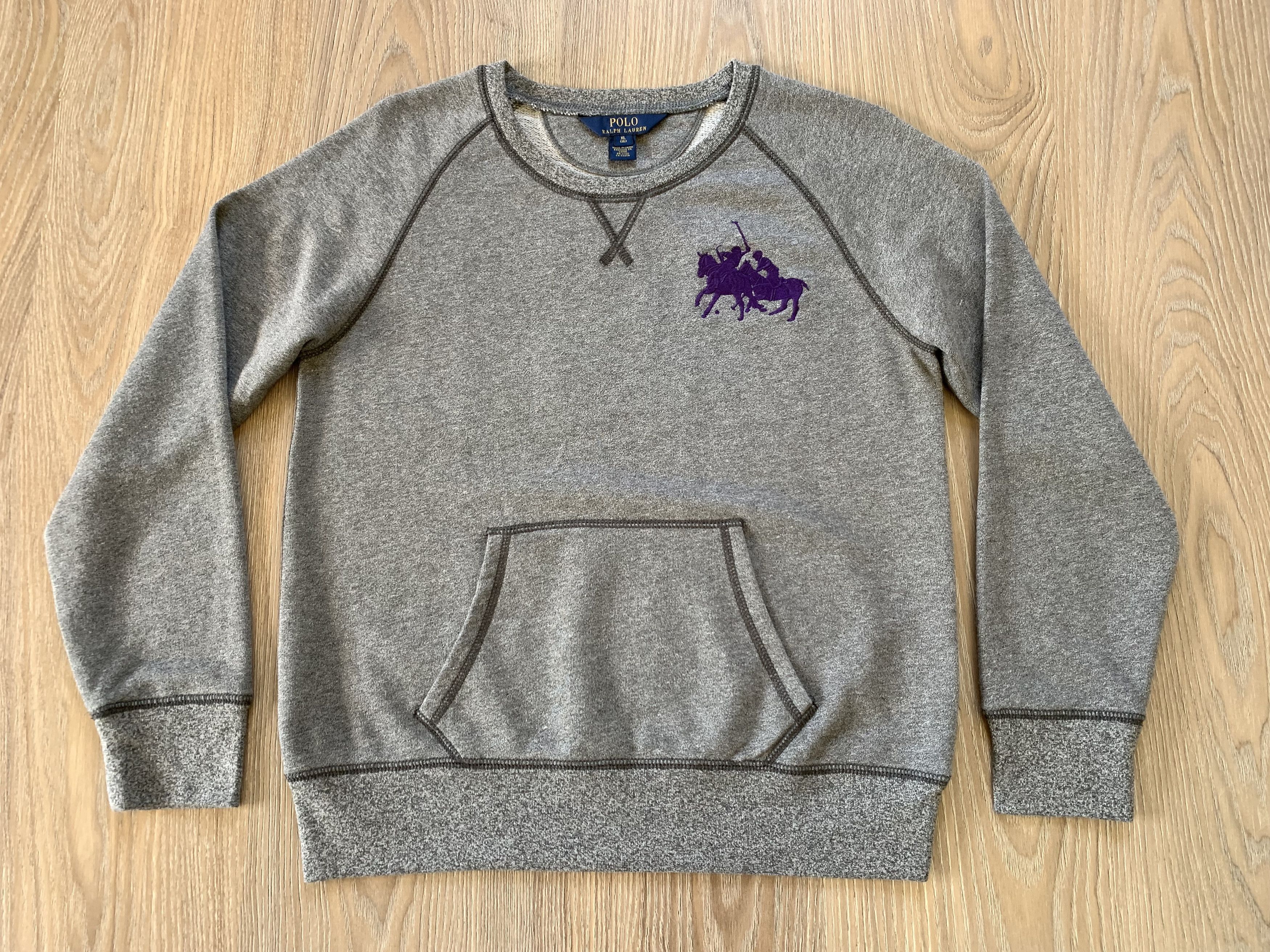 Polo Ralph Lauren × Ralph Lauren × Vintage Ralph Lauren Youth Vintage Grey Cotton Pocket Sweatshirt Size US XXS / EU 40 - 2 Thumbnail