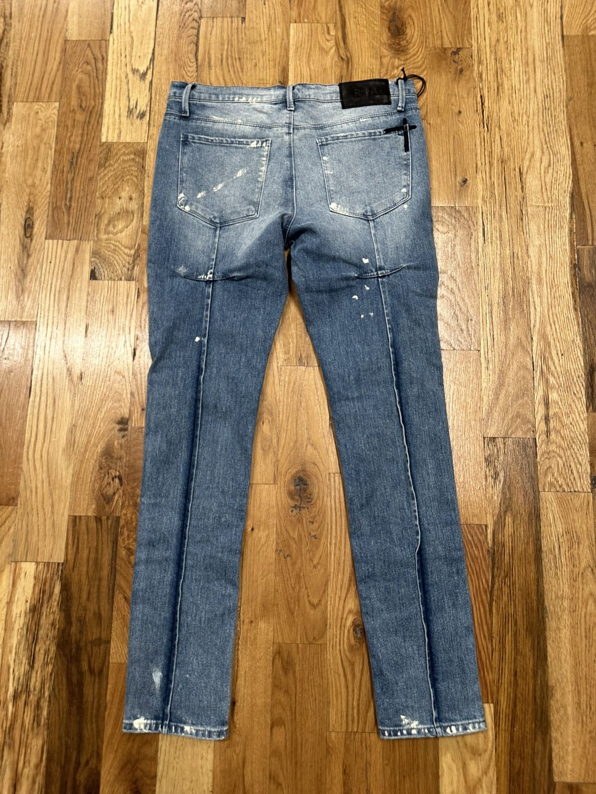 Rta Rta Small Spell White Splatter Blue Denim Jeans Size 33 NEW Size US 33 - 2 Thumbnail