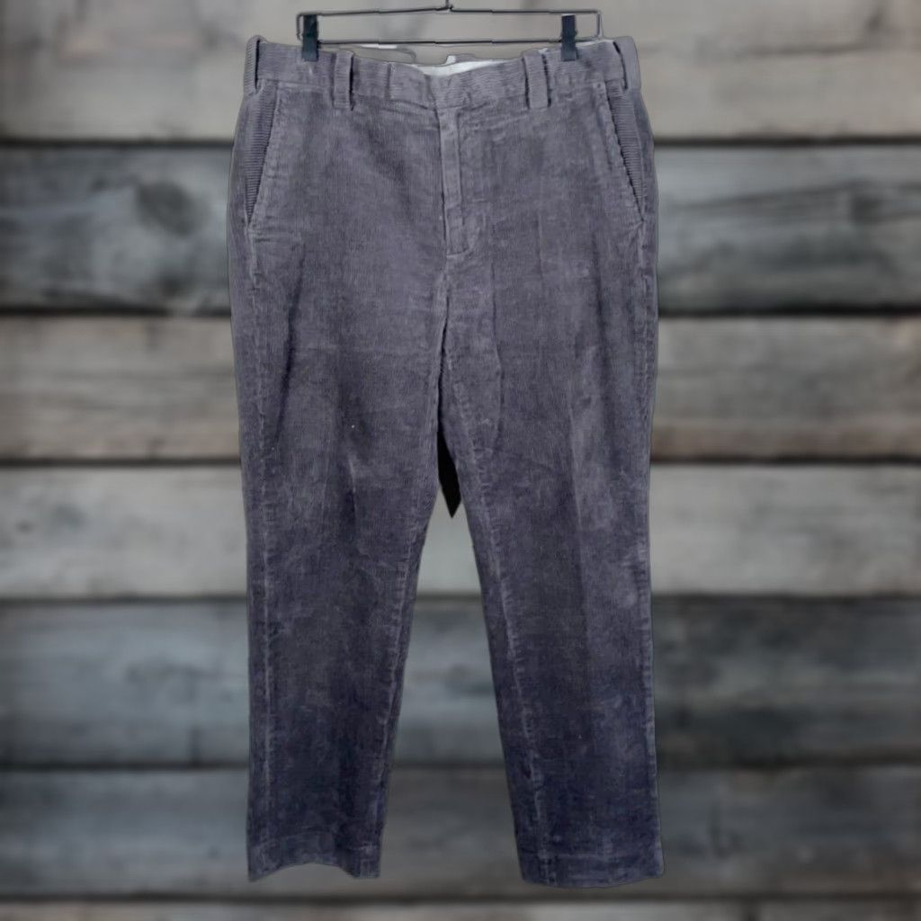 Brooks Brothers VINTAGE: No Brooks Brothers Corduroy Pants Men 38 x 30 Gray Flat Front Wide Wale Tapered Cotton Elastane Buckle Zip Fly Chino 90s Preppy Retro Mens Size US 38 / EU 54 - 1 Thumbnail