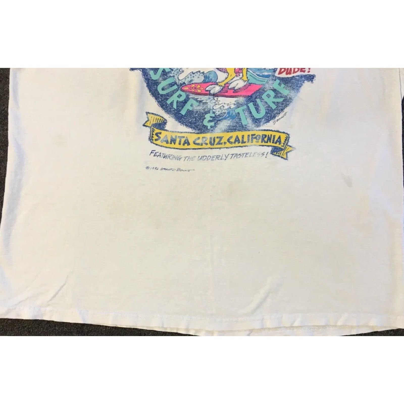 Vintage VINTAGE 90s Cowabunga Cafe Faded Distress Shirt XL White Harley Davidson Santa Cruz Graphic Tee Mens Size US XL / EU 56 / 4 - 4 Thumbnail