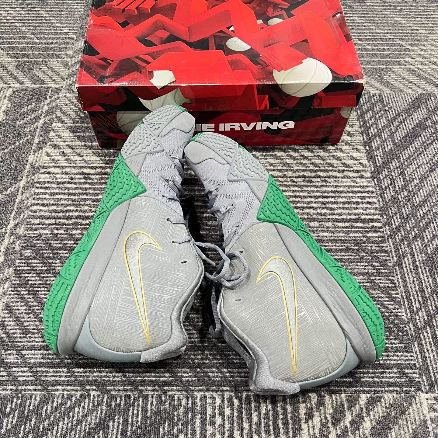 Nike Nike Kyrie 4 Gray Green Basketball Shoes Size US 5 / EU 37 - 5 Thumbnail