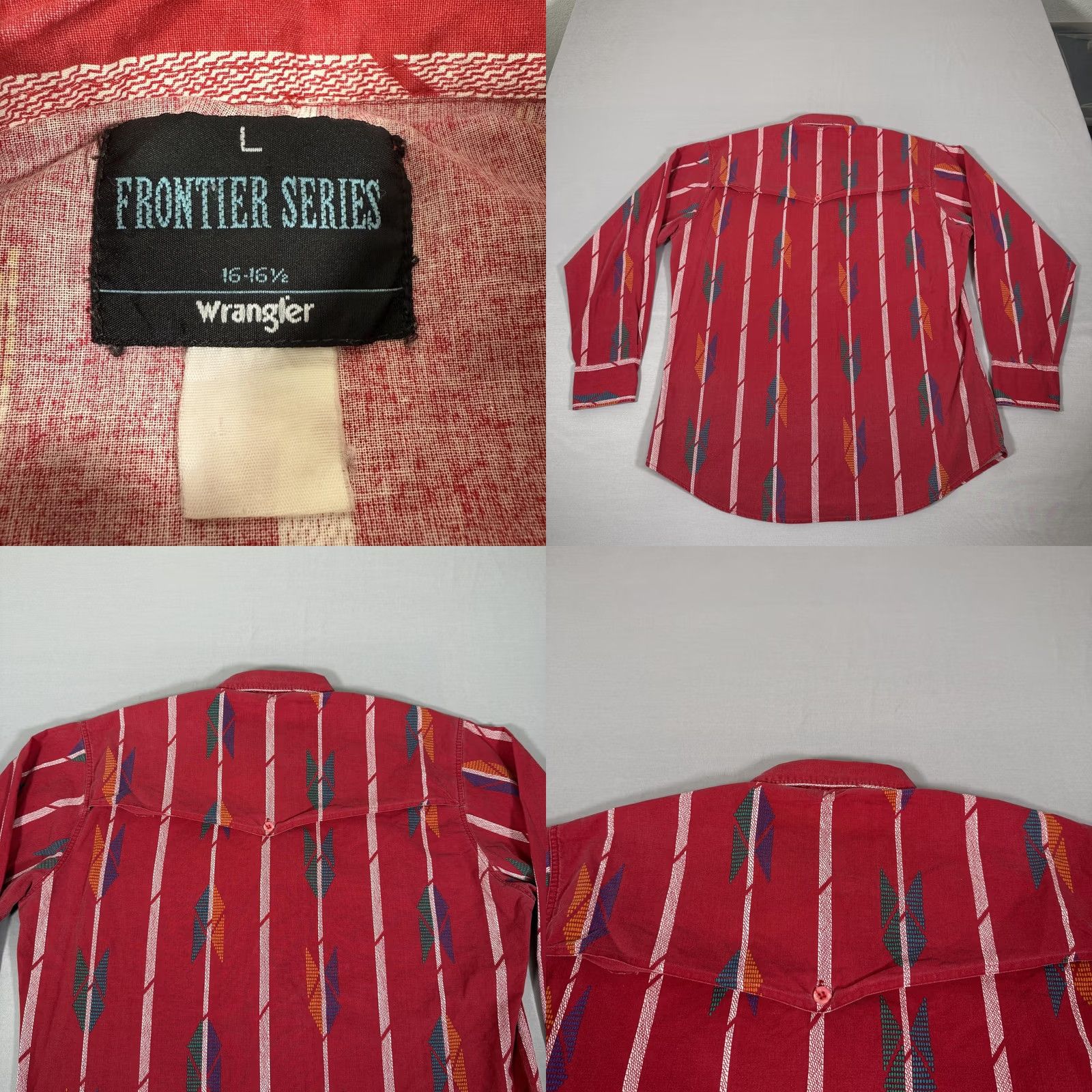 Wrangler VINTAGE Wrangler Shirt Men Large Red Aztec Western Button Up Cowboy Frontier 90s Size US L / EU 52-54 / 3 - 9 Thumbnail