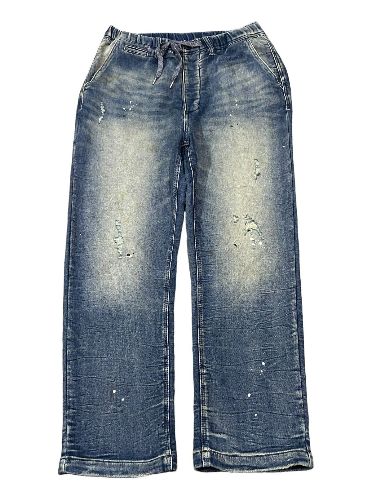 Japanese Brand Oblekt Japan Paint Splatter Ezy Denim Style Distressed Pants Size US 31 - 1 Thumbnail