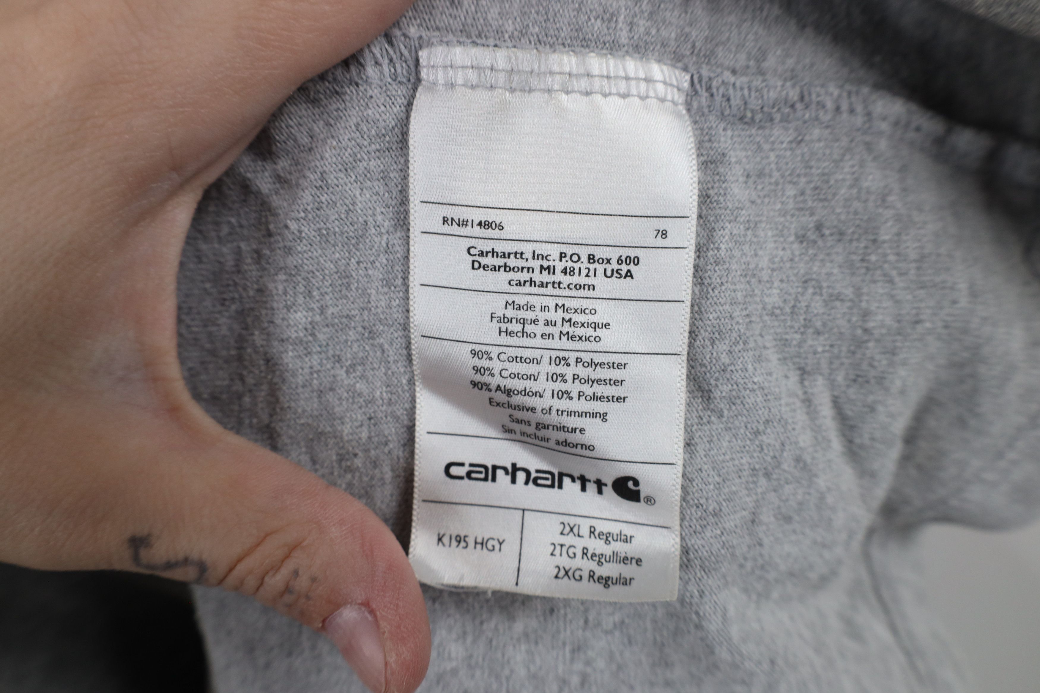 Carhartt × Vintage Vintage Carhartt Big Logo Short Sleeve T-Shirt Heather Gray Size US XXL / EU 58 / 5 - 10 Thumbnail