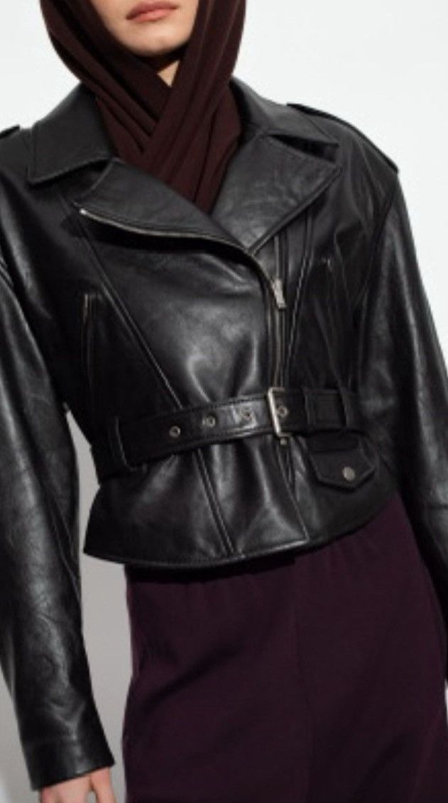 Saint Laurent Paris 🔥$6.8K VALUE🔥Belted Bikers Jacket in Lambskin Size XS / US 0-2 / IT 36-38 - 3 Thumbnail