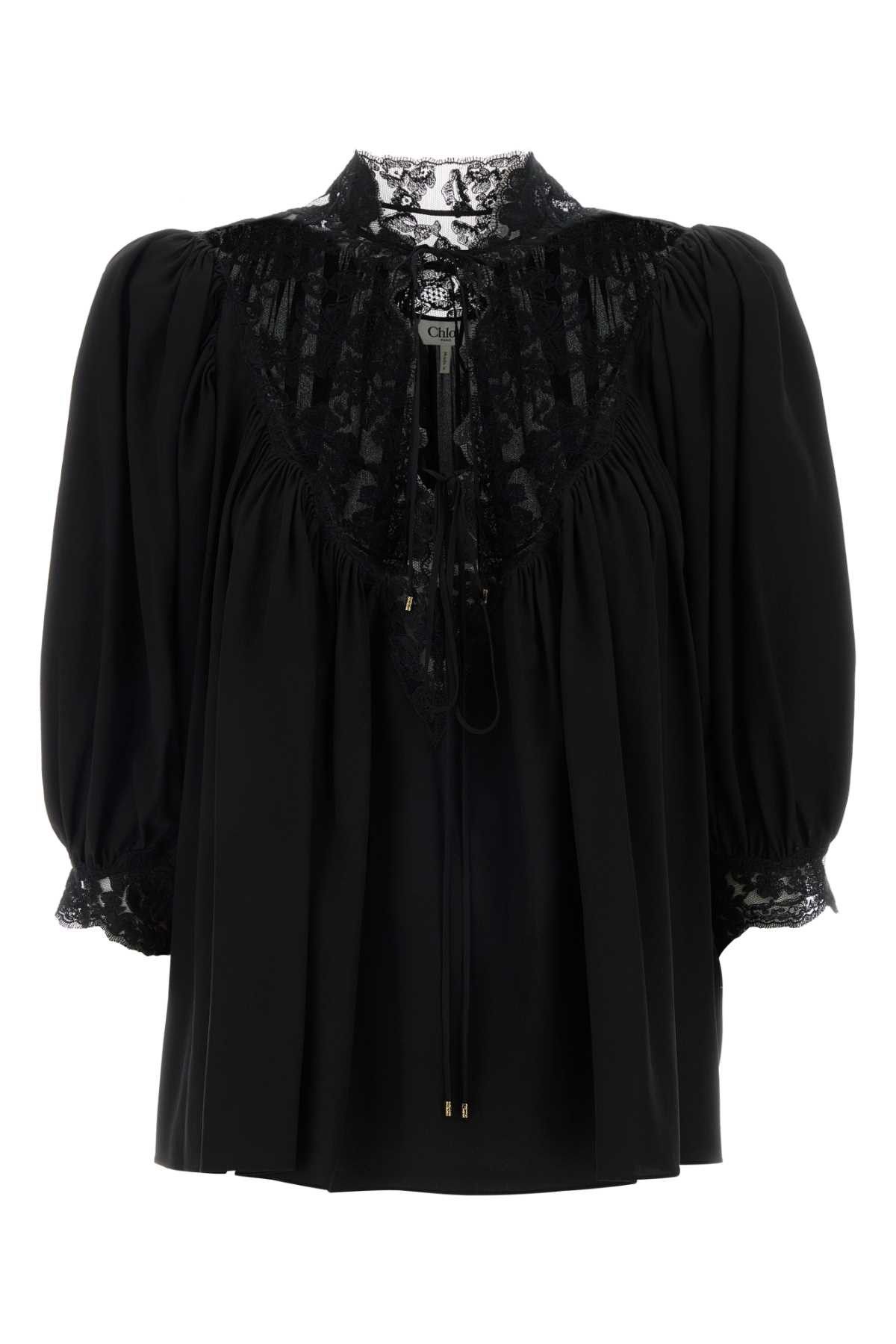 Chloe Black Silk Blouse Size XS / US 0-2 / IT 36-38 - 1 Thumbnail