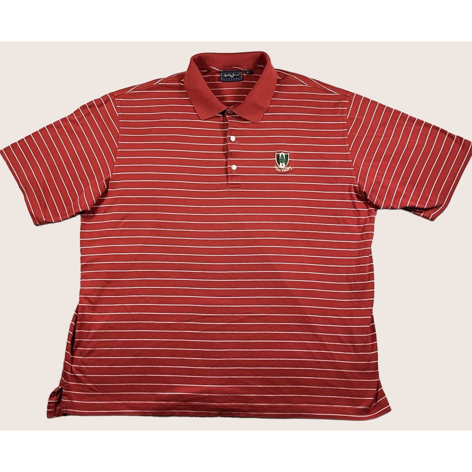 Vintage Bobby Jones Polo Mens XL Red Striped Pine Valley Golf Club Classic Preppy Golf Size US XL / EU 56 / 4 - 1 Thumbnail