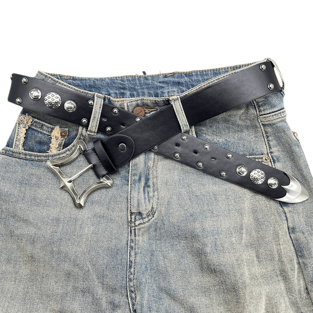 Japanese Brand Unique Buckle Rivet Belt Size ONE SIZE - 3 Thumbnail
