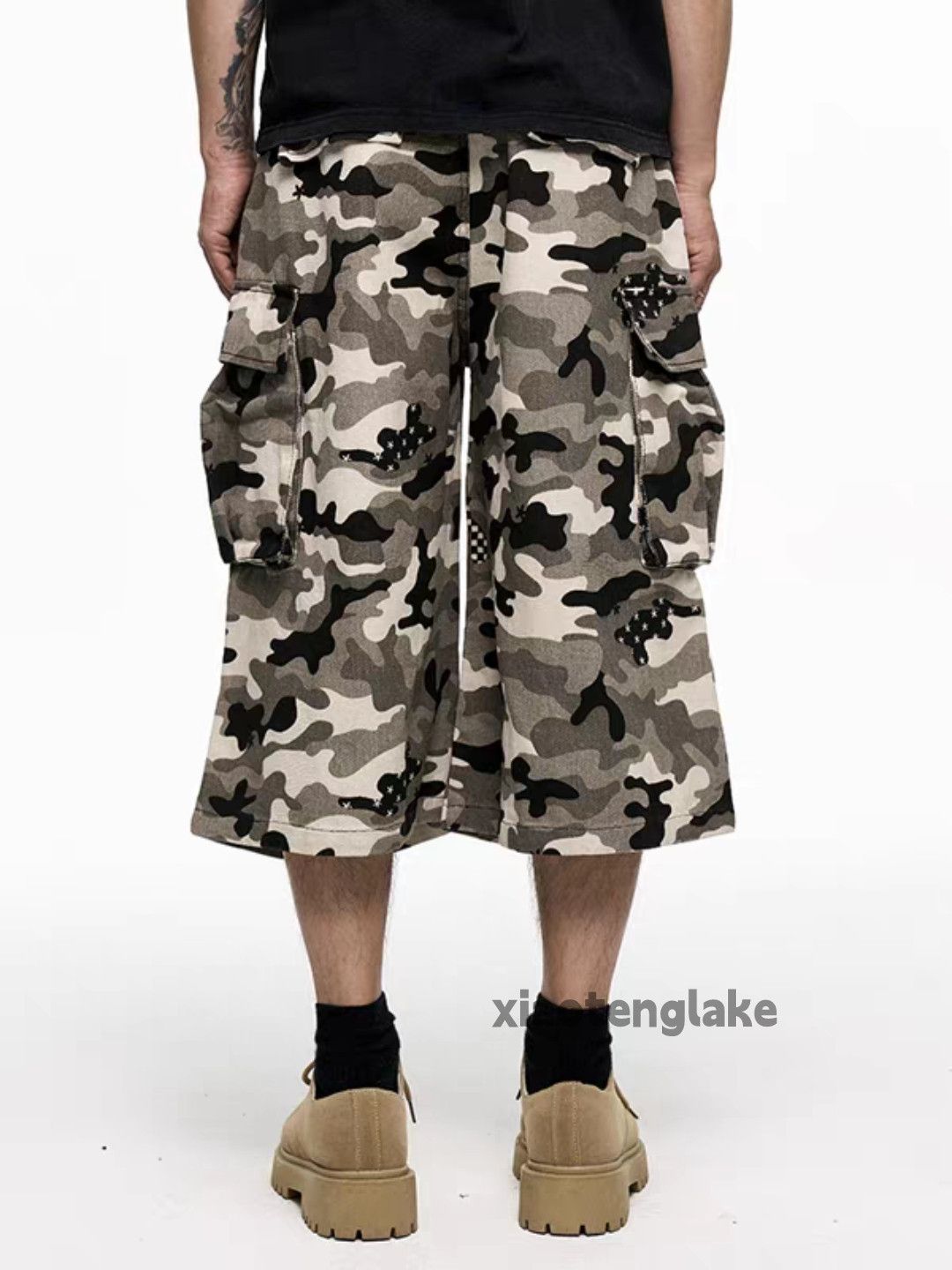 Vintage Xz utility military loose hiphop baggy cargo camo shorts Size US 30 / EU 46 - 3 Thumbnail