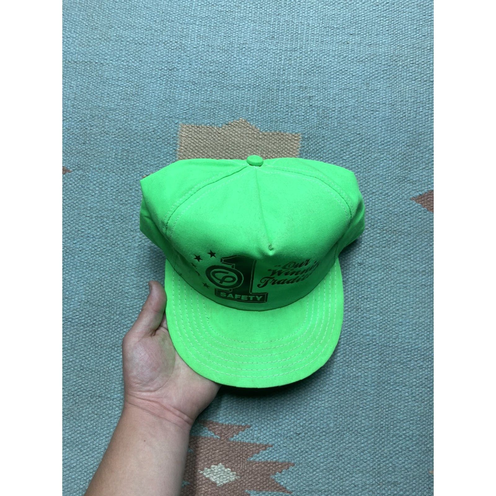 Vintage VINTAGE 90s SnapBack Hat Cap Winning Tradition Safety #1 USA Made Neon Green Mens Adjustable Green USA Snapback Hat Size ONE SIZE - 3 Thumbnail