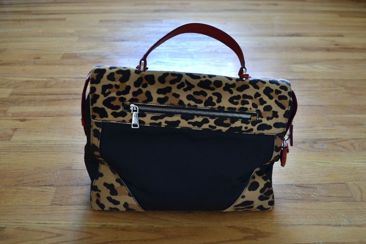 Prada Pre-Fall 2015 Tessuto Leopard Pony Hair Top Handle Satchel Size ONE SIZE - 6 Thumbnail