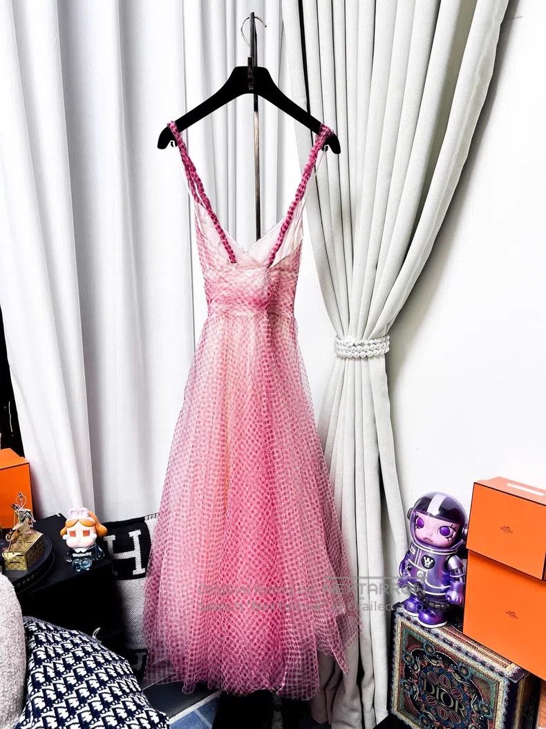 Chanel Chanel Pink polka dot gauze skirt dress dress Size XS / US 0-2 / IT 36-38 - 2 Thumbnail