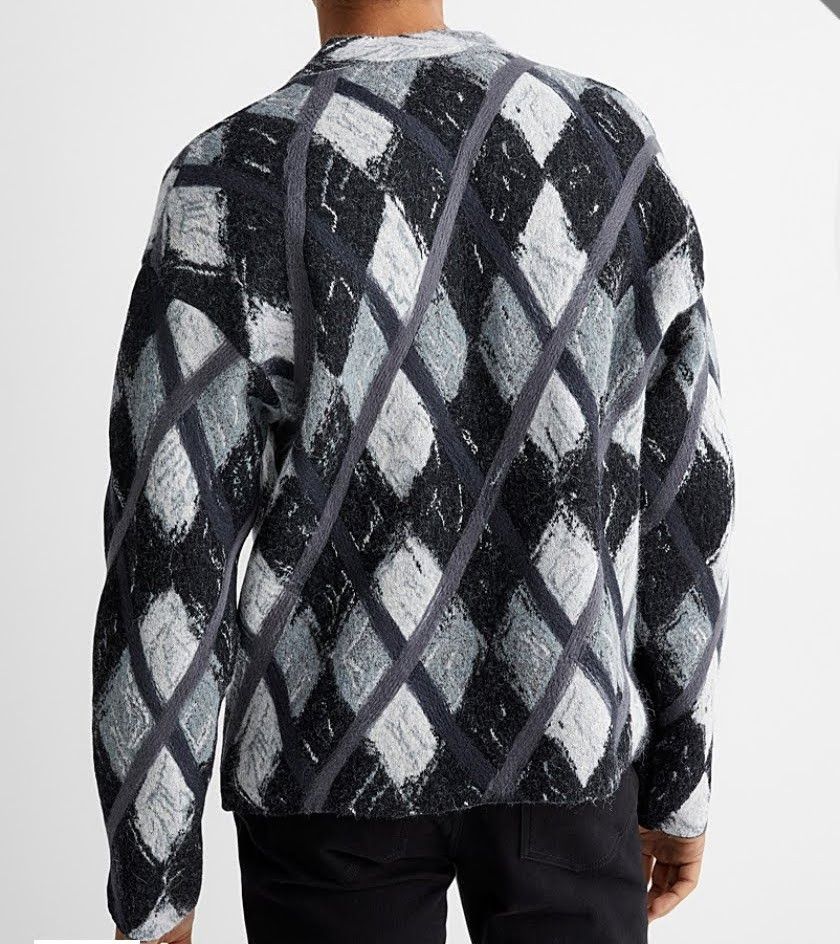 Moschino Grey Argyle Wool Cardigan Size US L / EU 52-54 / 3 - 2 Thumbnail
