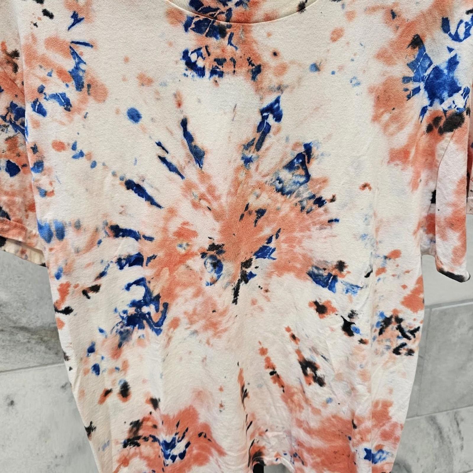 Hanes Hanes Handmade Tie-Dye Orange and Blue T-shirt Size US M / EU 48-50 / 2 - 4 Thumbnail