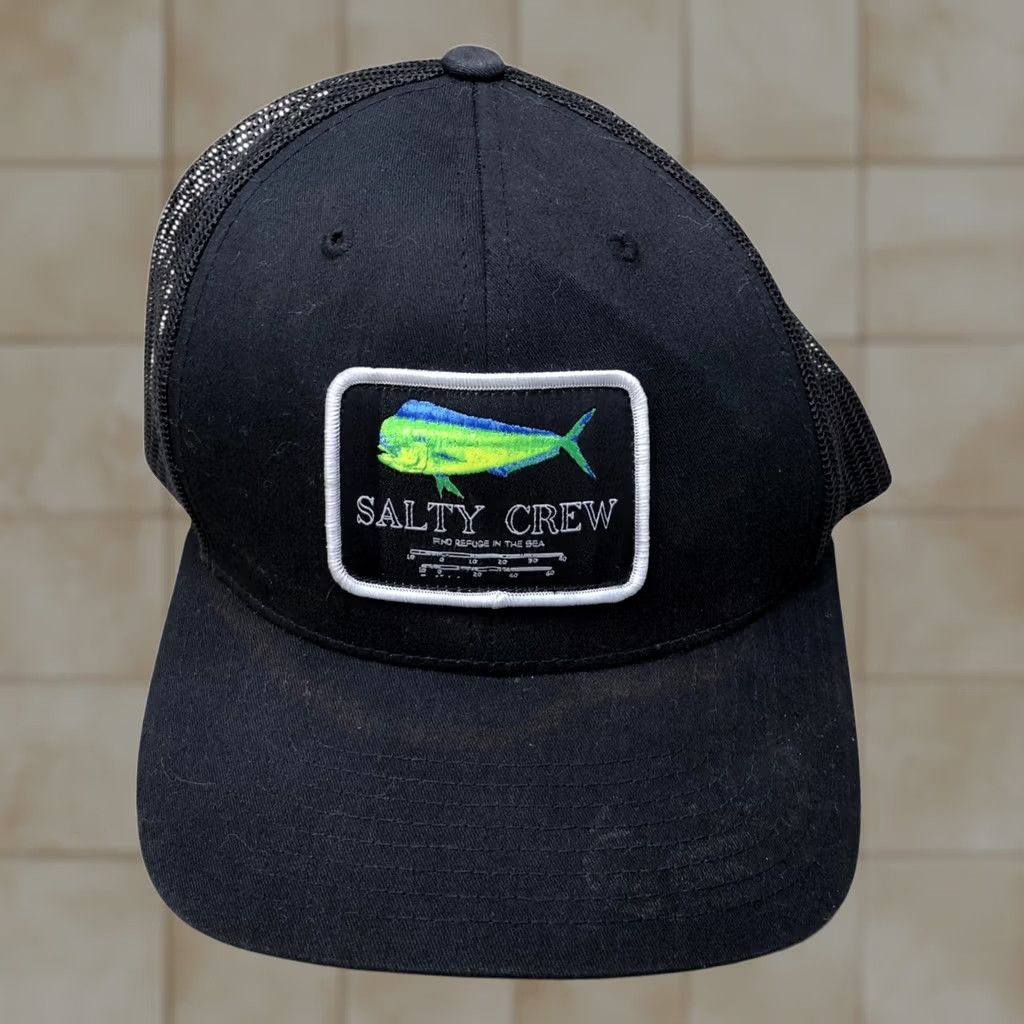 Vintage YUPOONG Salty Crew Trucker Hat Men's One Size Black Snapback Adjustable Cap Size ONE SIZE - 1 Thumbnail