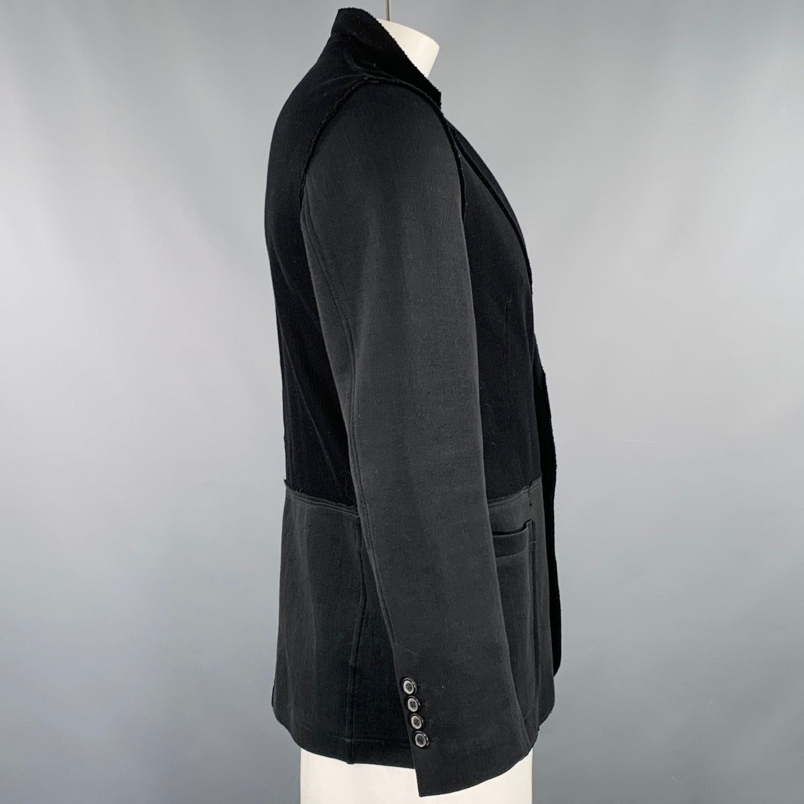 Lanvin Size 42 Black Mixed Fabrics Cotton Single breasted Jacket Size US L / EU 52-54 / 3 - 3 Thumbnail