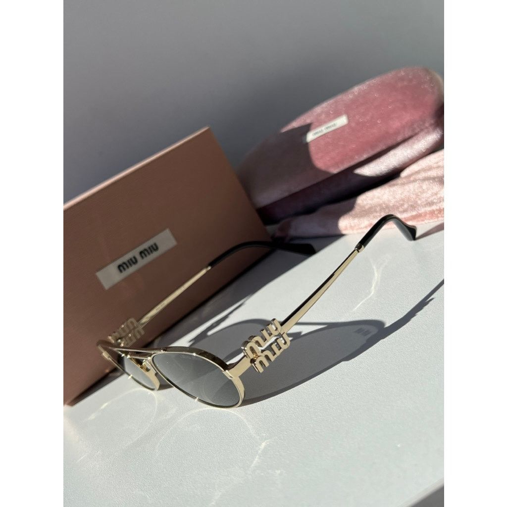 【関税&送料込】Miu Miu Sunglasses Grey Miu Miu MU 51YS XXL (60 - 17) with Grey lenses and Gold