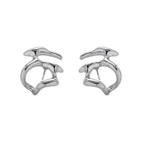 Jewelry Irregular Liquid Metal Hollow Earrings Size ONE SIZE - 3 Thumbnail