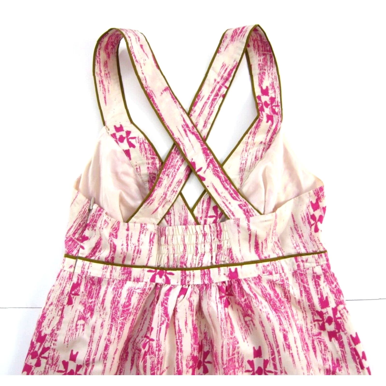 Ann Taylor Ann Taylor Loft 100% Silk Pink V-Neck Tank Sun Dress Dress Sun Dress Size 0 Womens Silk Batik Sleeveless Knee Length Size XS / US 0-2 / IT 36-38 - 5 Thumbnail