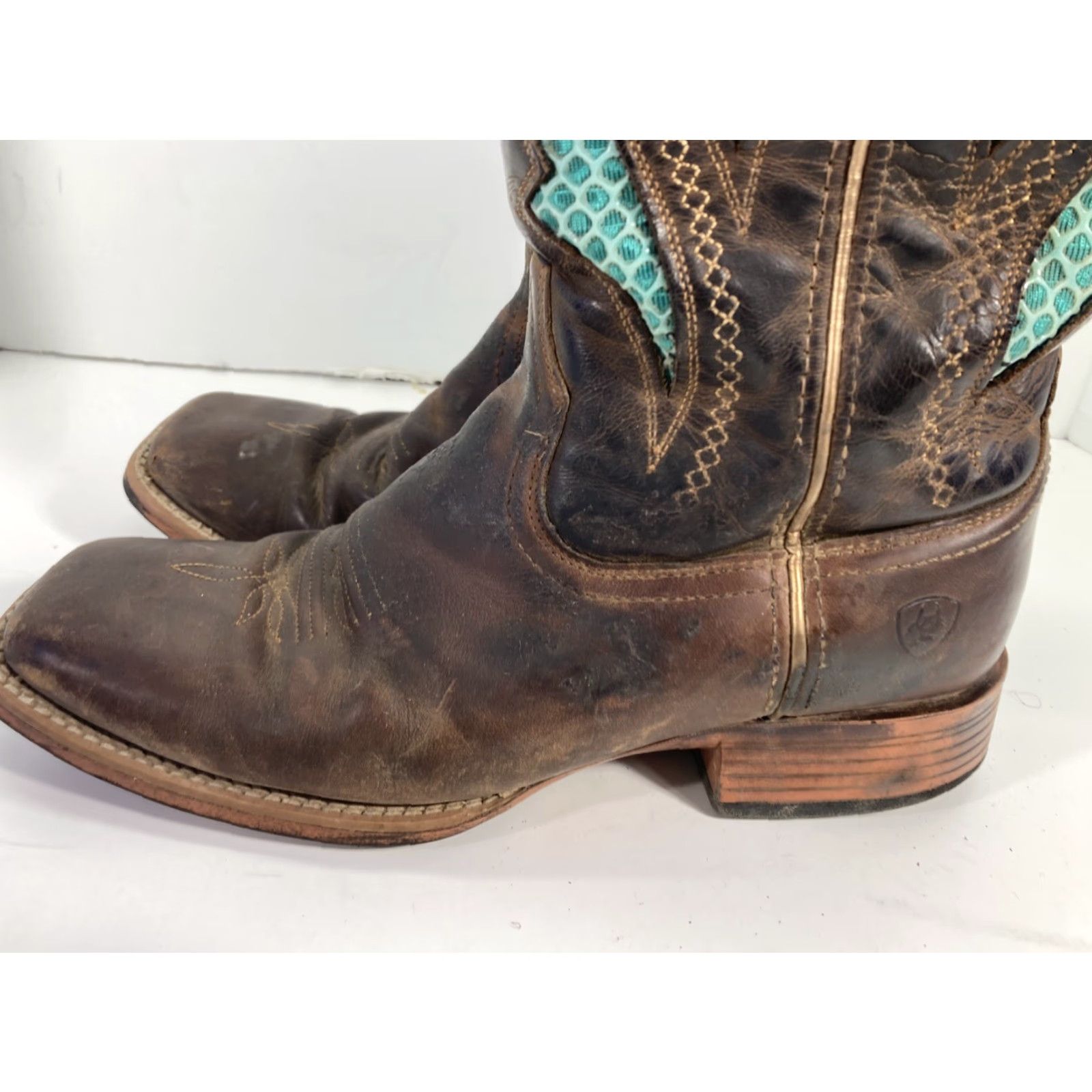 Ariat Ariat Venttek Ultra Boots Women Size 9 B Turquoise Brown 12 Inch Western Leather Square Toe Pull On Mens? Womens Size US 9 / IT 39 - 4 Thumbnail