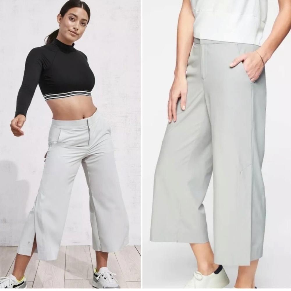 Designer Athleta Tribeca Crop Pant Tern Grey Size 2 Wide Leg Size 26" / US 2 / IT 38 - 1 Thumbnail