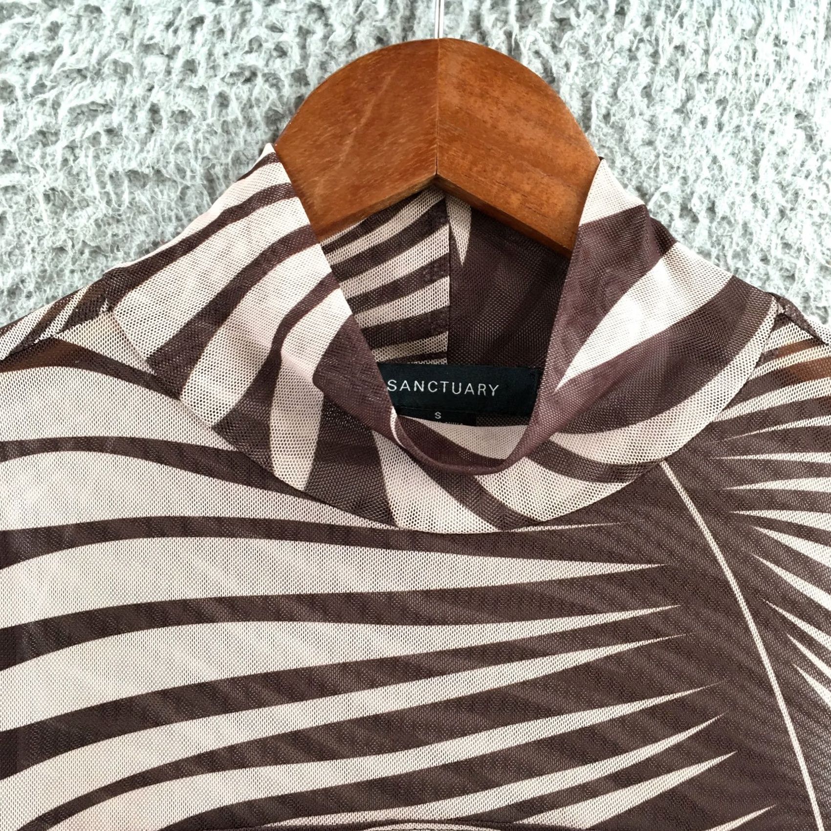 Sanctuary Sanctuary Midi Dress Womens S Brown Tan Palm Leaf Print Sleeveless Mock Neck Size S / US 4 / IT 40 - 3 Thumbnail