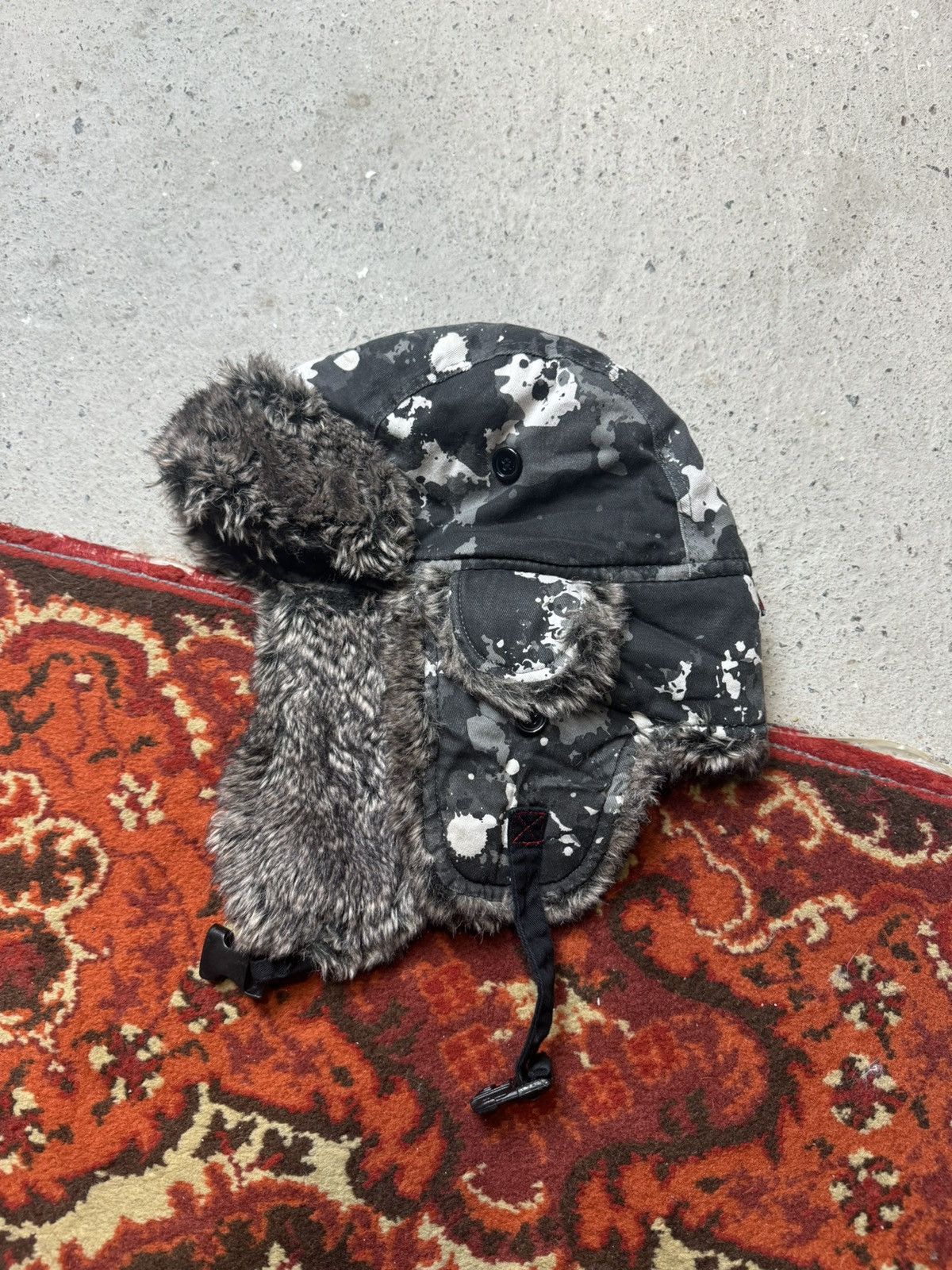 Hysteric Glamour × Vintage Vintage Y2K No Fear Opium Camo Fur Japanese Ushanka Hat Size ONE SIZE - 1 Thumbnail
