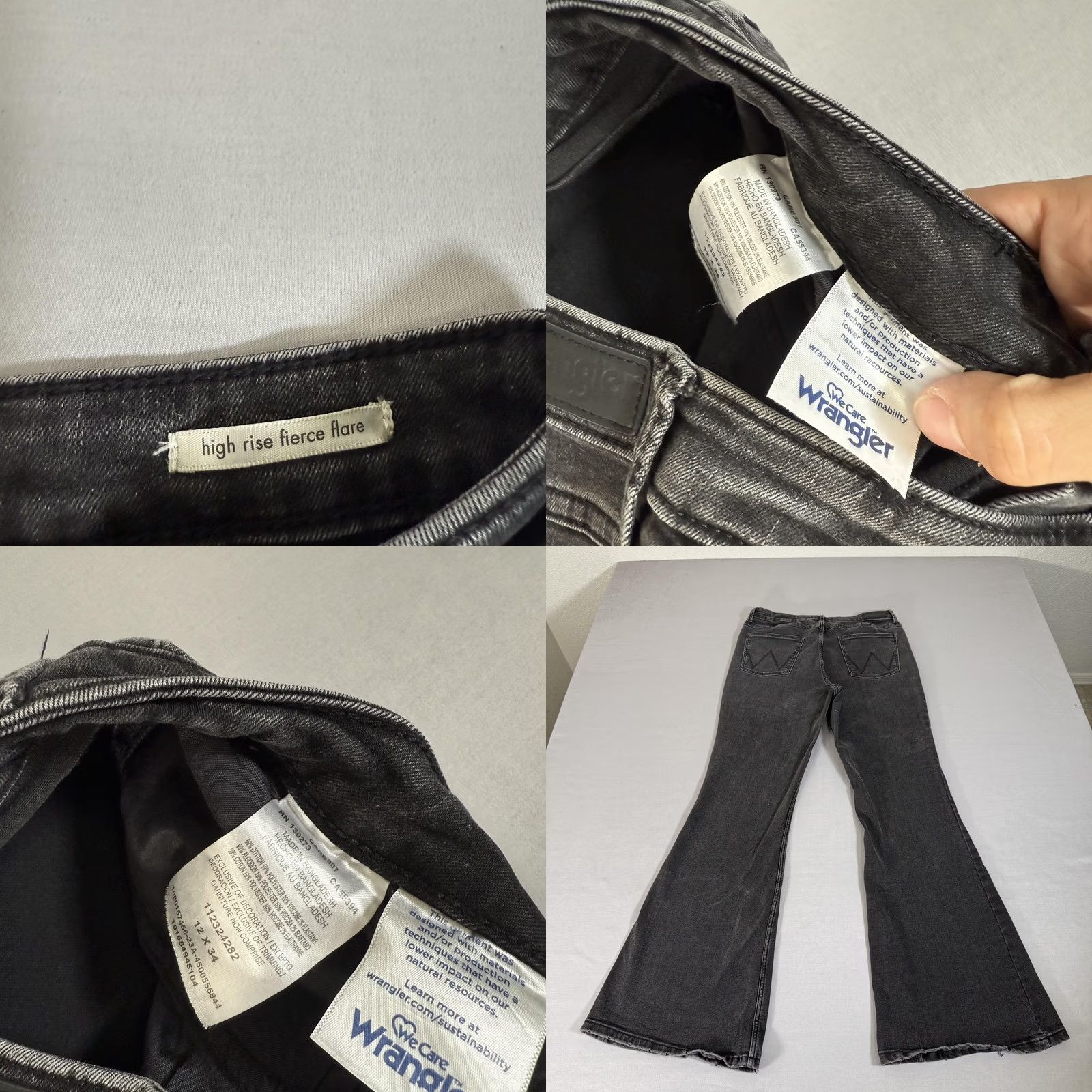 Wrangler Wrangler Jeans Womens 12 Black High Rise Fierce Flare Stretch Denim Pants Bell Size 34" / US 12 / IT 48 - 9 Thumbnail